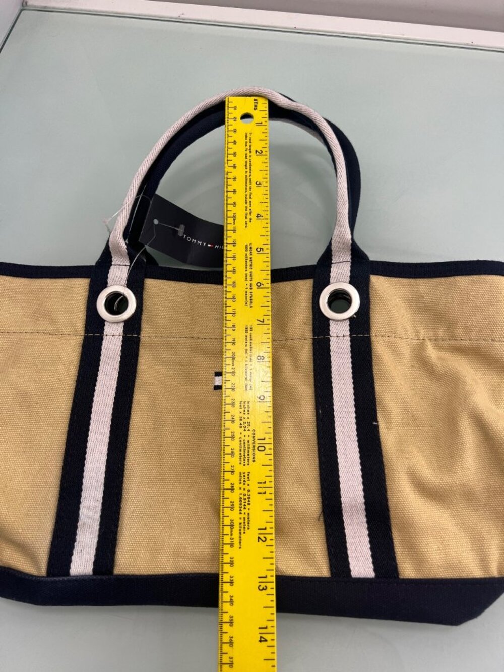 Tommy Hilfiger Canvas Hand Bag Purse Y2K Beige New NWT - Picture 6 of 6